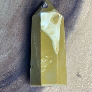 Mookaite jasper tower 6-sided yellow white druzy, anxiety helper